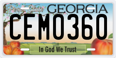 GA license plate CEM0360