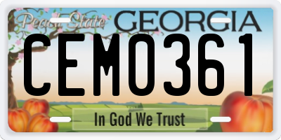 GA license plate CEM0361