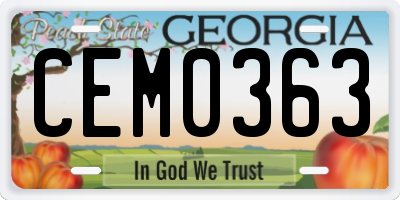 GA license plate CEM0363