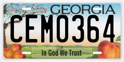 GA license plate CEM0364