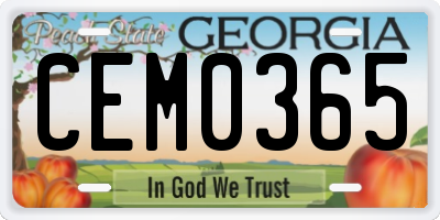 GA license plate CEM0365