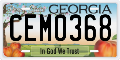 GA license plate CEM0368