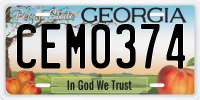 GA license plate CEM0374