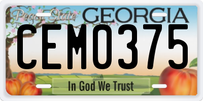 GA license plate CEM0375