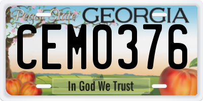 GA license plate CEM0376