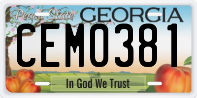 GA license plate CEM0381