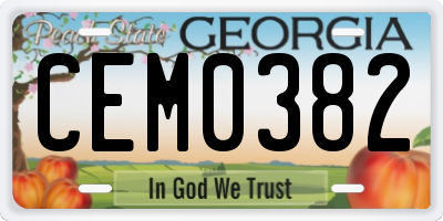 GA license plate CEM0382