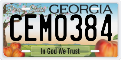 GA license plate CEM0384