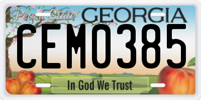 GA license plate CEM0385