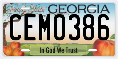 GA license plate CEM0386