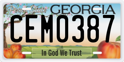 GA license plate CEM0387