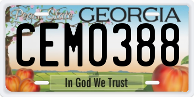 GA license plate CEM0388