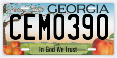 GA license plate CEM0390