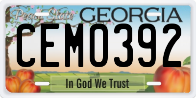 GA license plate CEM0392