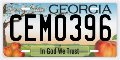 GA license plate CEM0396