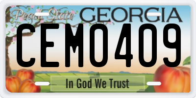 GA license plate CEM0409