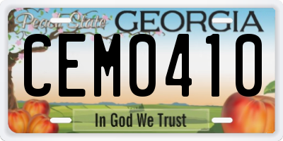 GA license plate CEM0410