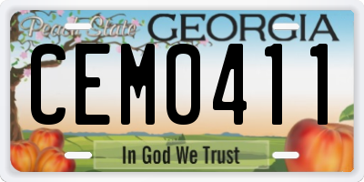 GA license plate CEM0411