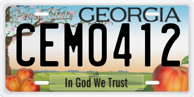 GA license plate CEM0412