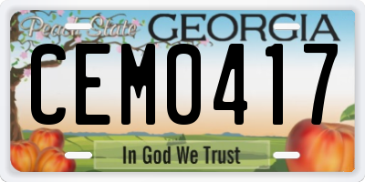 GA license plate CEM0417