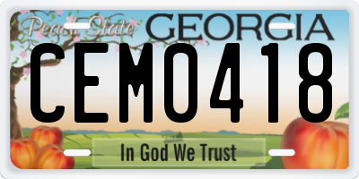 GA license plate CEM0418