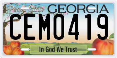 GA license plate CEM0419