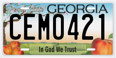 GA license plate CEM0421