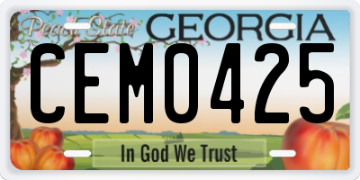 GA license plate CEM0425