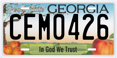 GA license plate CEM0426