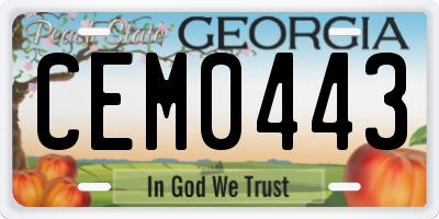 GA license plate CEM0443