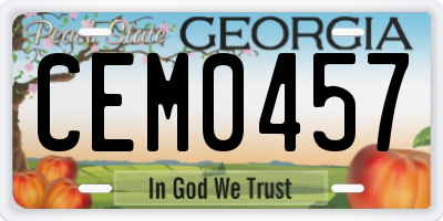 GA license plate CEM0457