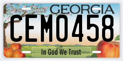 GA license plate CEM0458