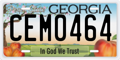 GA license plate CEM0464