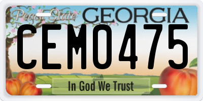 GA license plate CEM0475
