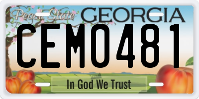 GA license plate CEM0481
