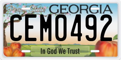 GA license plate CEM0492