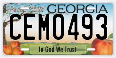 GA license plate CEM0493