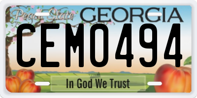GA license plate CEM0494