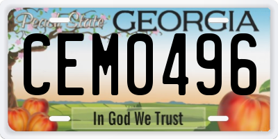 GA license plate CEM0496