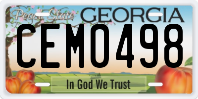 GA license plate CEM0498