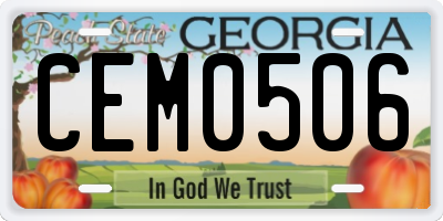GA license plate CEM0506