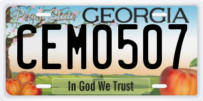 GA license plate CEM0507