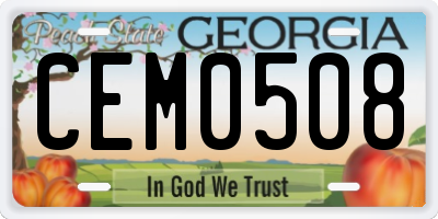 GA license plate CEM0508