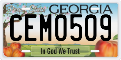 GA license plate CEM0509