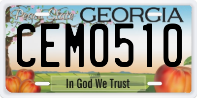 GA license plate CEM0510
