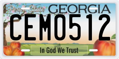 GA license plate CEM0512