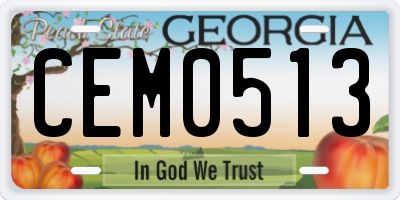GA license plate CEM0513