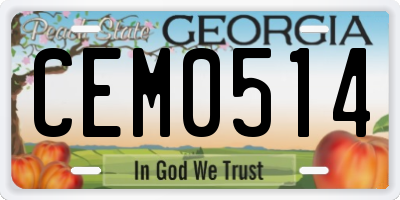 GA license plate CEM0514
