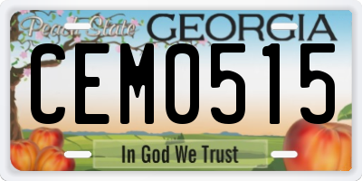 GA license plate CEM0515