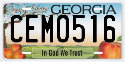 GA license plate CEM0516